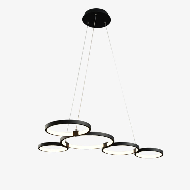 Design kroonluchter met hangende lichtgevende ringen