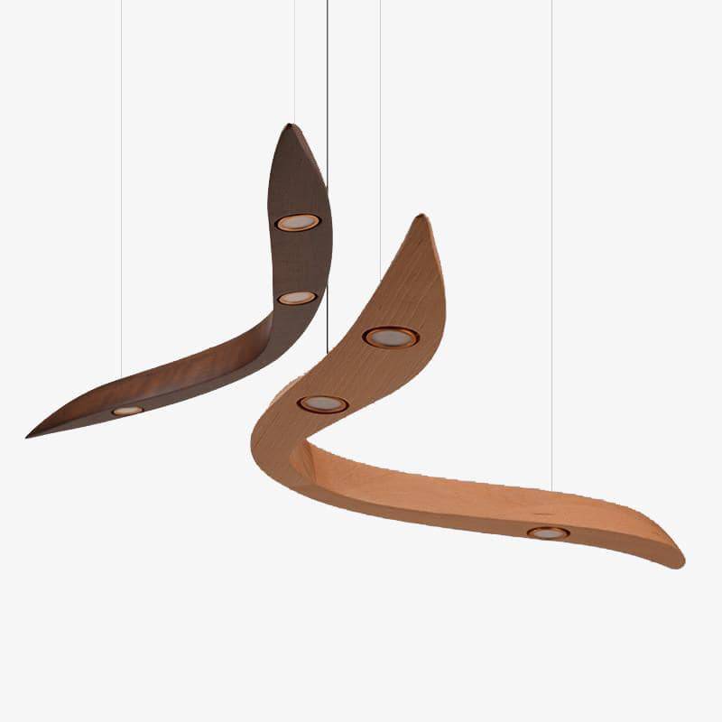 Elegante LED Kroonluchter met Afronde Houten Takken
