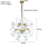 Lustre Doré Plaques Rondes Fumées Blanc / Froide Luminaire