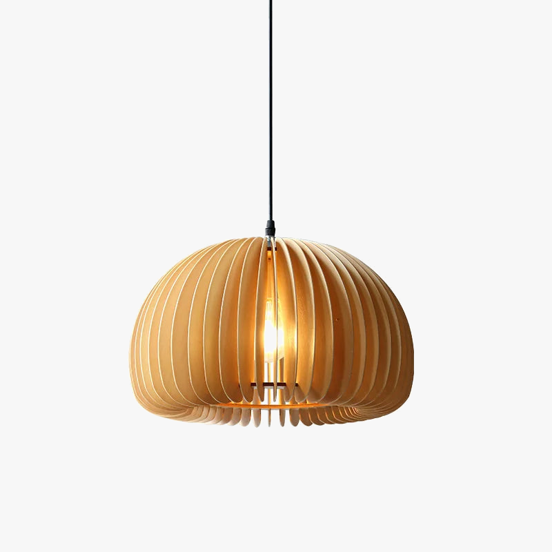 Japanse houten kroonluchter in retro Scandinavische pompoenstijl voor interieur