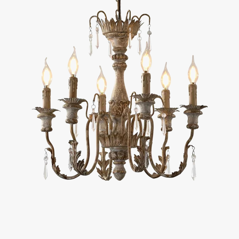 Elegante vintage handgemaakte houten lamp