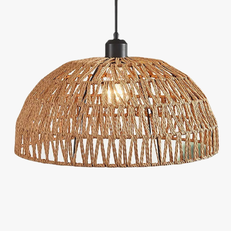 Japanse hanglamp van henneptouw en rotan zen