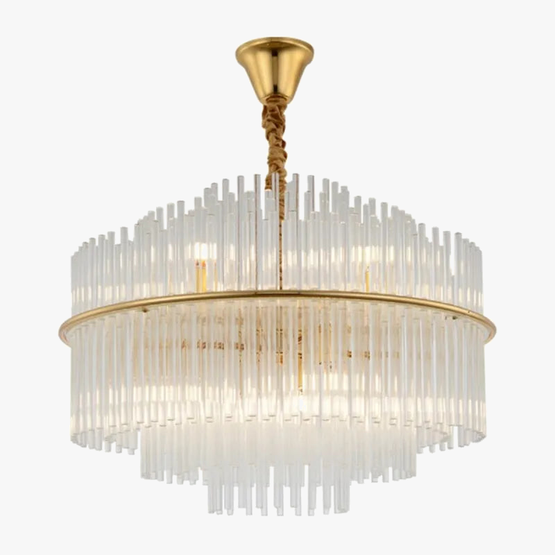moderne kristallen kroonluchter met elegante en chique transparante glazen staaf