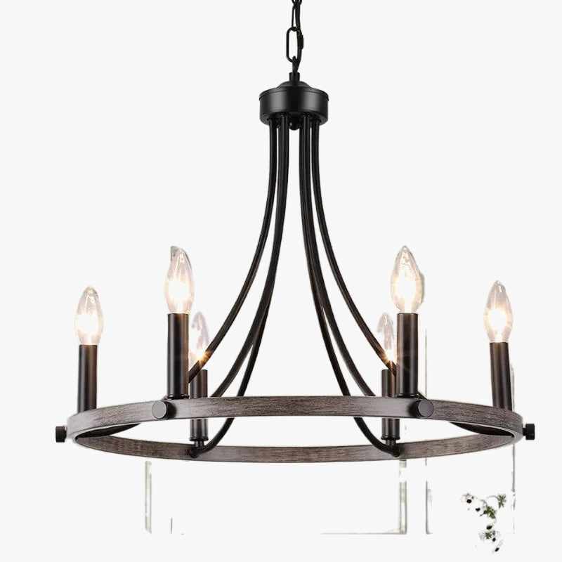 Amerikaanse smeedijzeren hanglamp met 5 LED-lichten
