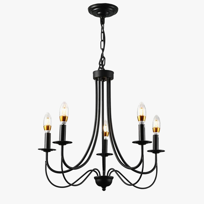 Vintage industriële kroonluchter met 5 lampen