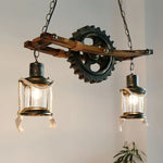 Lustre Industriel Avec Poulie Bois
