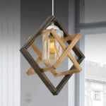 Lustre industriel noir et bois