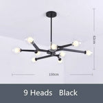 Lustre Led Design En Verre Noir - 9 Lampes / Transparent Froide Luminaire Chambre