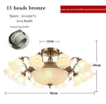 Lustre Led Fleurs Abat-Jour 13 Lampes - Bronze Luminaire Chambre