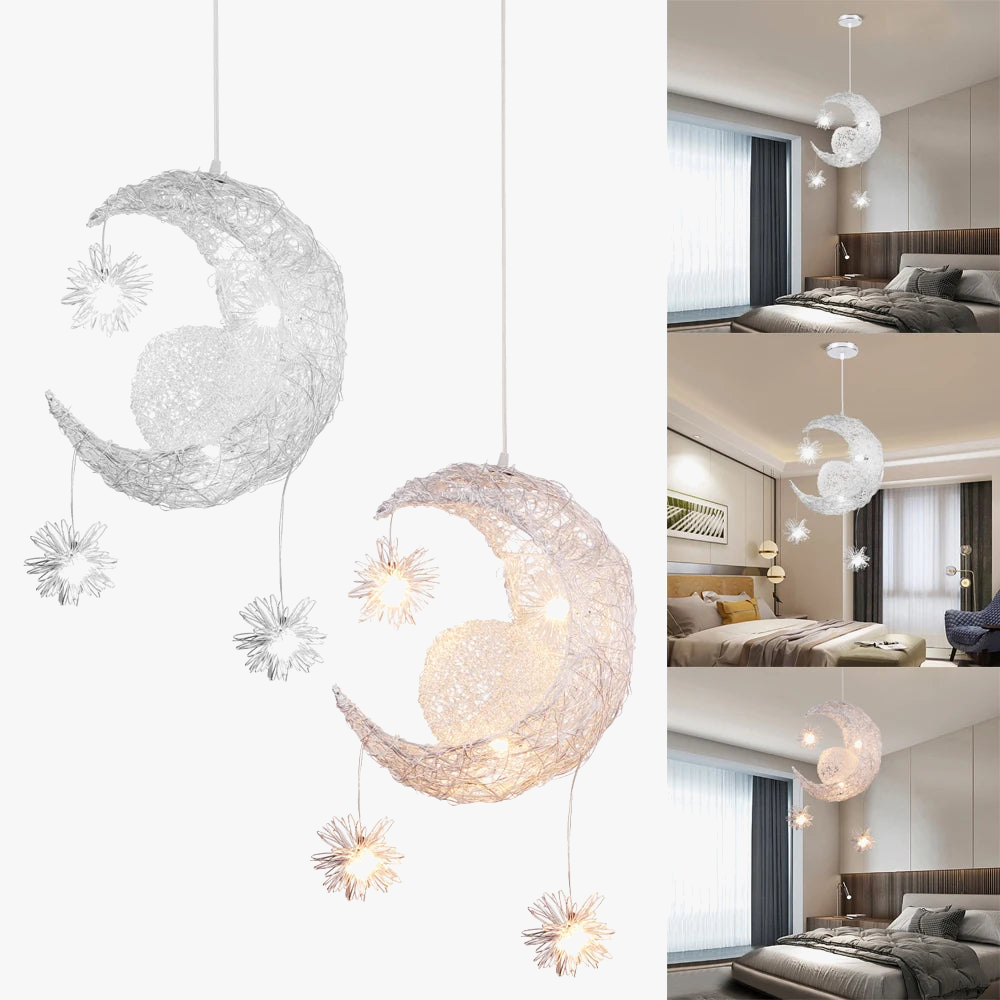 romantische moderne led-kroonluchter in de vorm van maan en ster