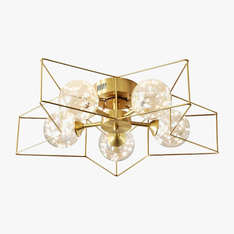 minimalistische moderne koperen kroonluchter met led-ster