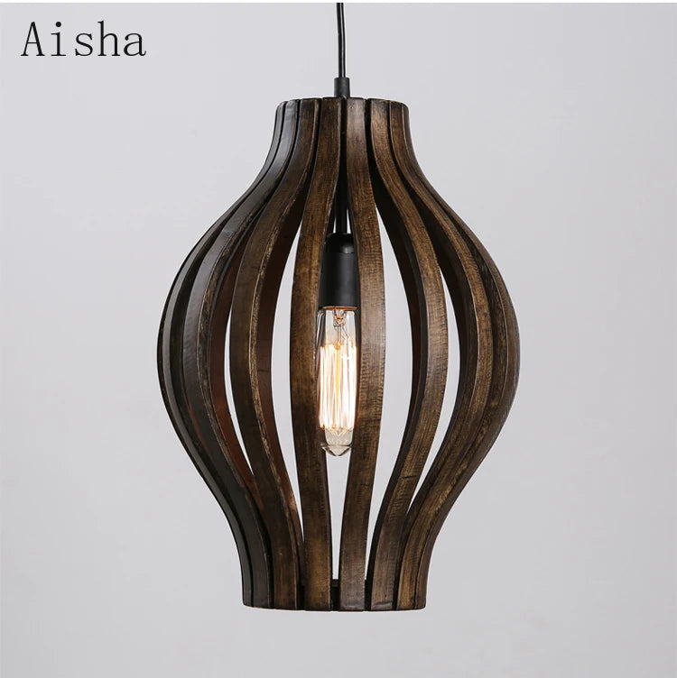 Retro Aziatisch houten elegante kroonluchter