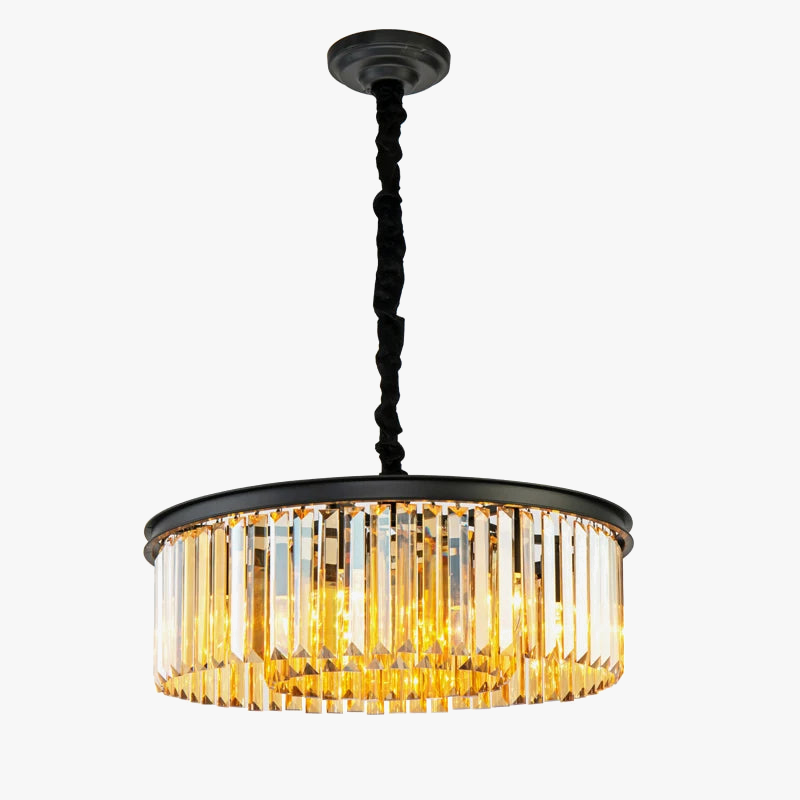 ronde luxe kristallen kroonluchter met gouden lampen