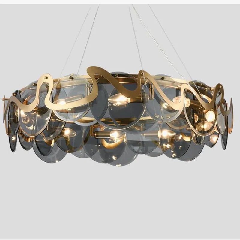 Ronde metalen en kristallen elegante kroonluchter