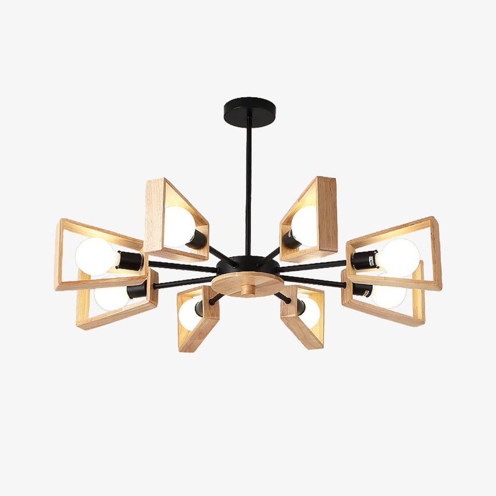 Elegant modern Scandinavisch houten kroonluchter