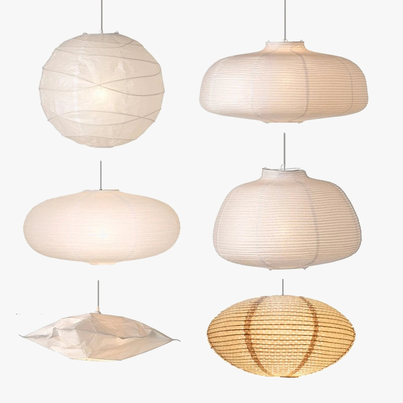 bolvormige Japanse papieren kroonluchter in maanvorm binnenverlichting