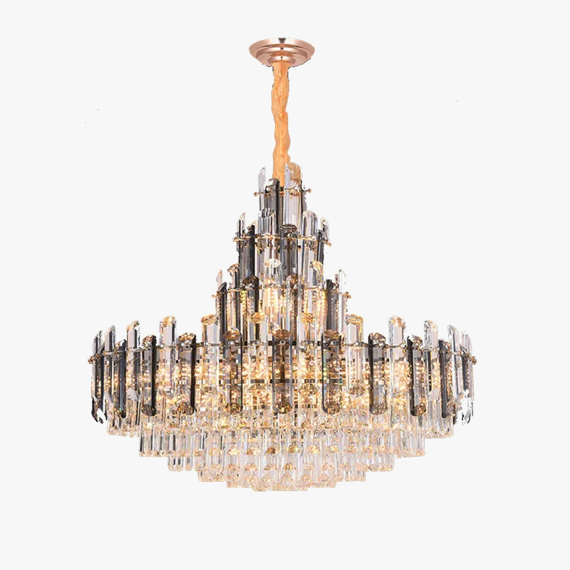 hangende kristallen kroonluchter met dimbare intensiteit en modern design
