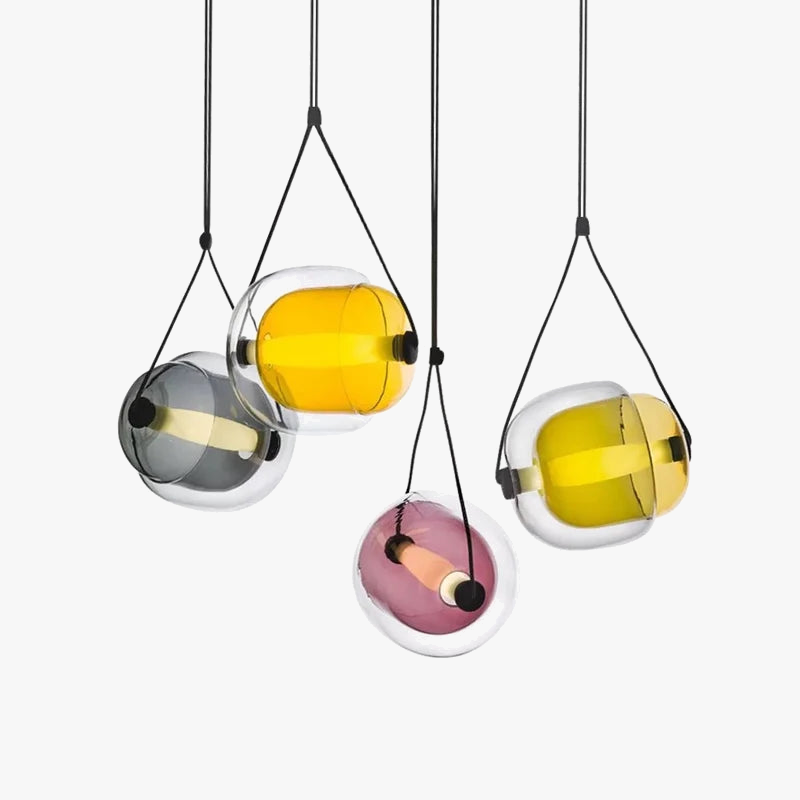 Hangende glazen kroonluchter met creatief noordelijk design en LED