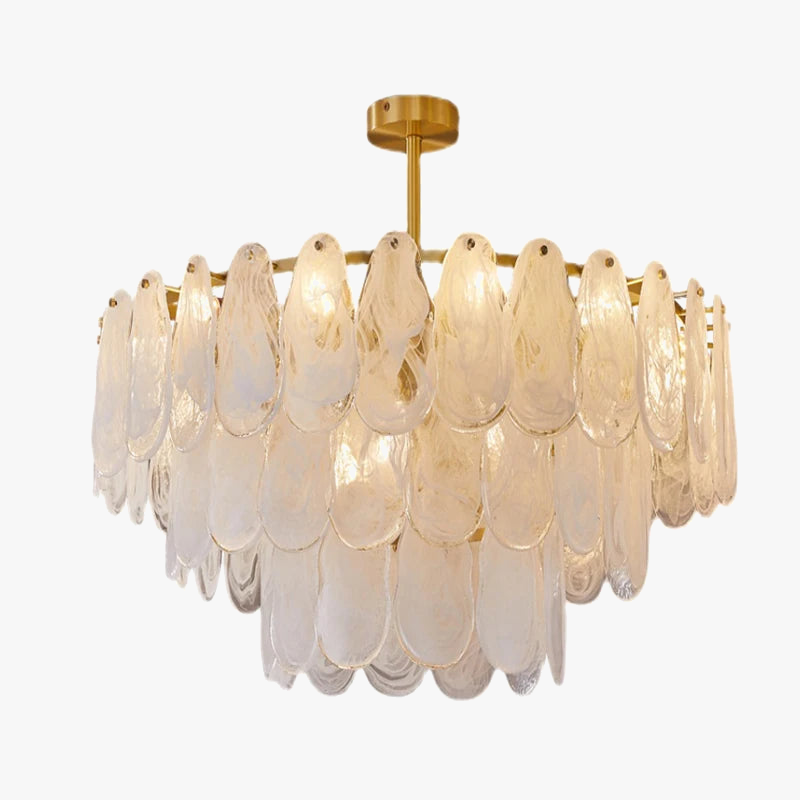 hangende kroonluchter van glas in wolkdesign, creatief postmodern en uniek