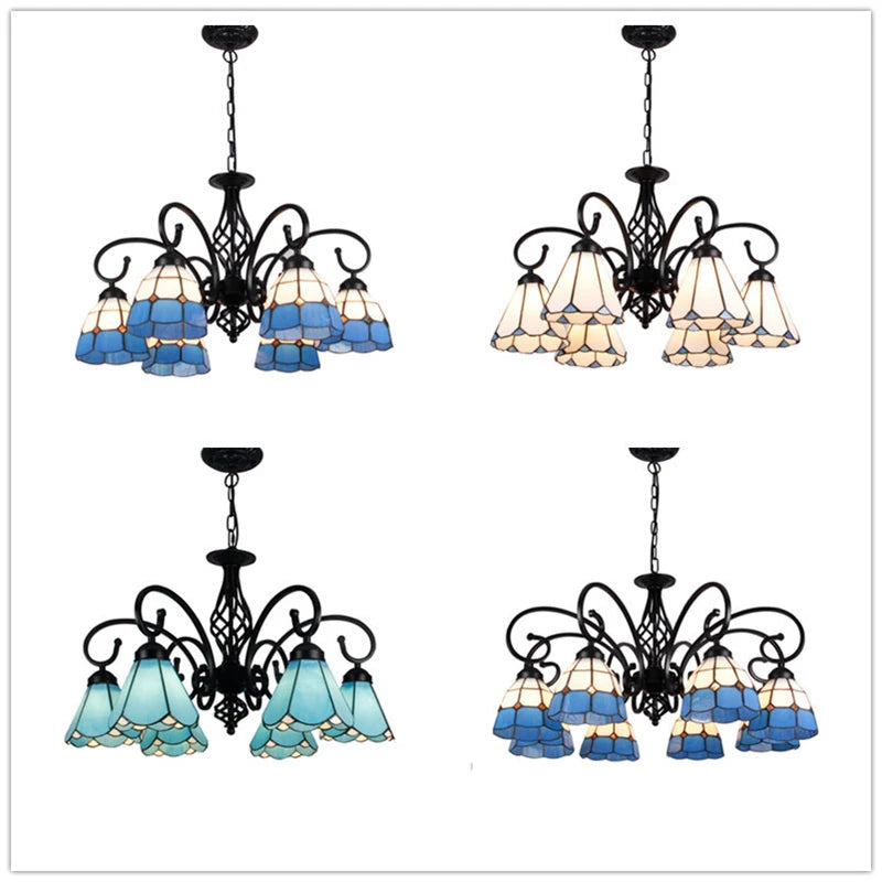 Elegant mediterraan blauw Tiffany-kroonluchter