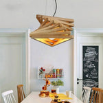 Lustre Triangles Design Bois Fruit Luminaire Cuivre