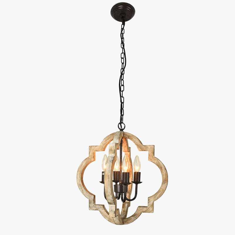 Industriële vintage hanglamp van hout en metaal