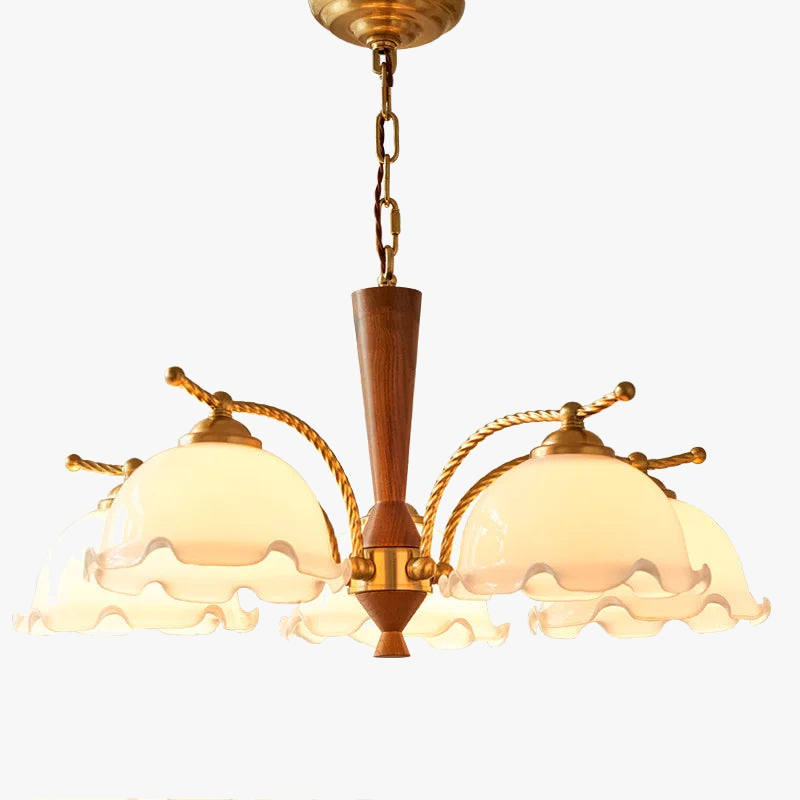 Vintage middeleeuwse romantische hanglamp van massief hout, retro Japanse stijl