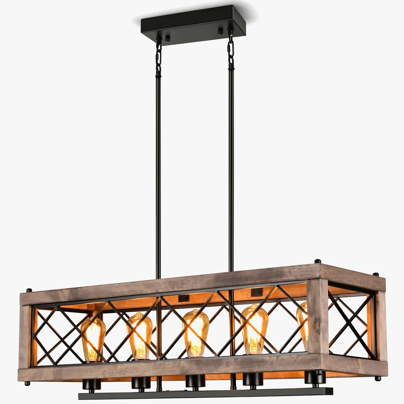 Rustieke vintage houten kroonluchter