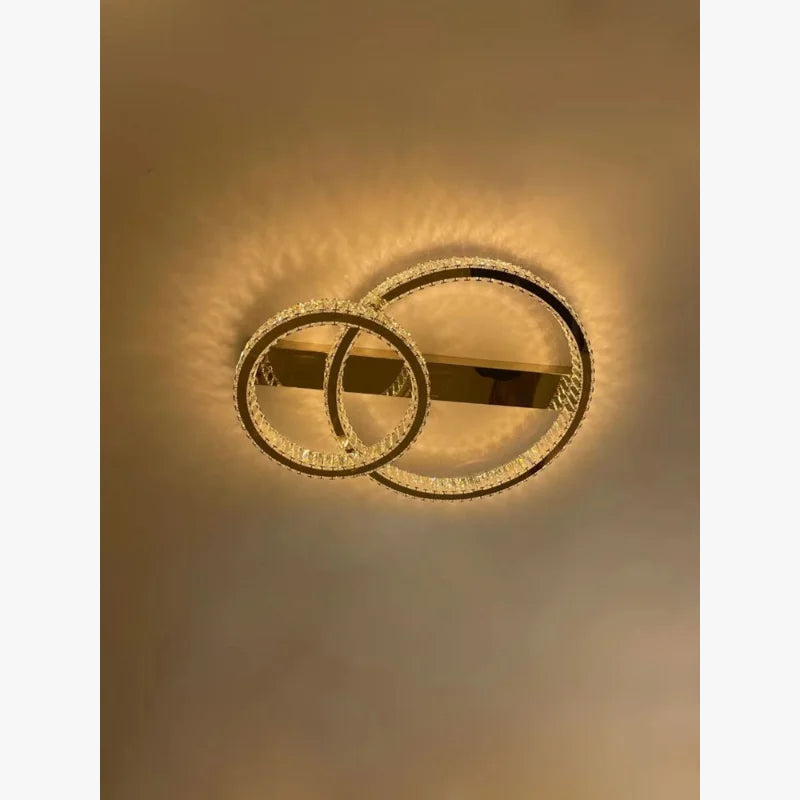 Luxe moderne plafondlamp van staal en kristal