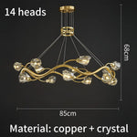 New Luxury Glossy Crystal Ceiling Chandelier Forhall Guest Restaurant Kitchen Yellow G9 Bulb