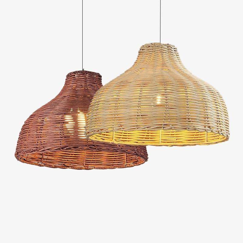 LED Hanglamp met Gekleurde Rotan Lampenkap Decor