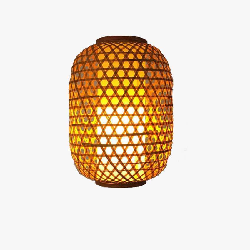 Design LED-hanglamp van rotan met afgeronde vormen in Aziatische stijl