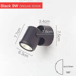 Spot Led Orientable Parsimony Noir / 9W Applique Murale Chambre