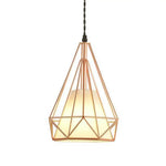 Suspension Cage Rétro Pyramidale Blanc Luminaire Doré