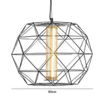 Suspension Design Cage Géométrique Fine A - Argenté 60Cm Luminaire Doré