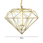 Suspension Design Cage Géométrique Fine B - Doré 60Cm Luminaire Doré