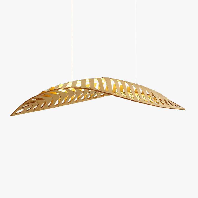 design hanglamp van hout met visgraatpatroon in moderne stijl