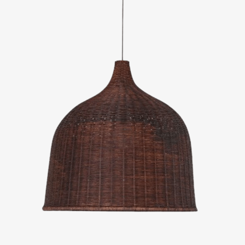 Rotan LED-hanglamp met gekleurde klokvormige lampenkap