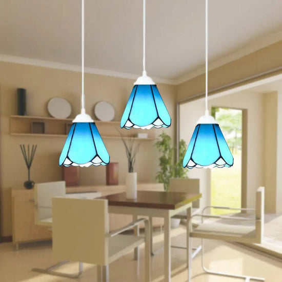 Suspension En Verre Coloré Méditerranéen Luminaire Chambre