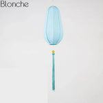 Suspension Led Chinoise En Tissu Bleu Ciel - C Luminaire Chambre