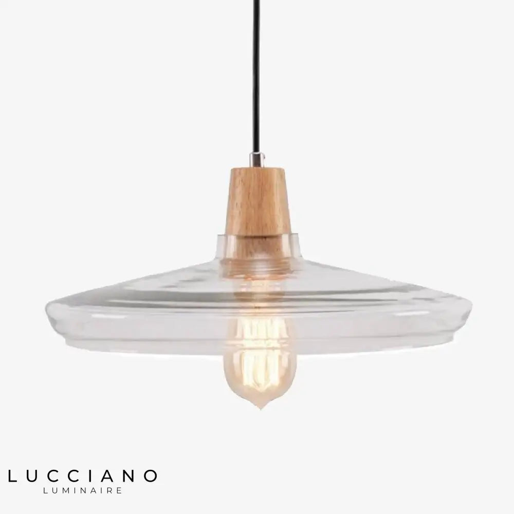 Suspension Led Conique Verre Et Bois Luminaire Chambre