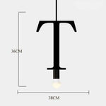 Suspension Led Créative Lettres Métal T Luminaire Chambre