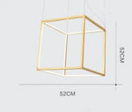 Suspension Led Cube Doré Branché 52X52Cm Luminaire Chambre
