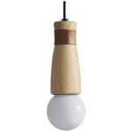 Suspension Led Cylindrique Bois Cuir Luminaire Chambre