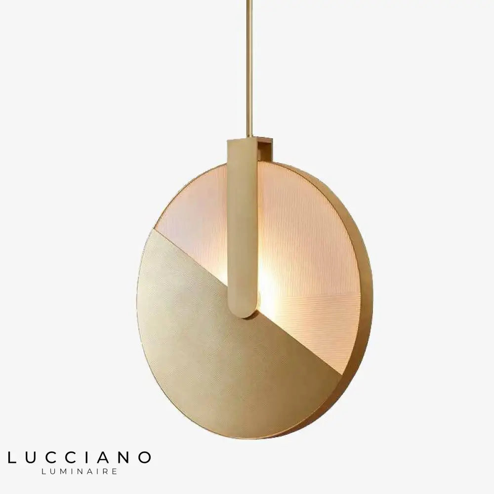 Suspension Led Disque Métal Doré Minimaliste Luminaire Chambre