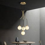 Suspension Led Dorée À Tiges Et Boules Luminaire Chambre