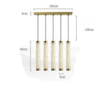 Suspension Led En Marbre Bords Dorés 5 Lampes / Froide Luminaire Chambre