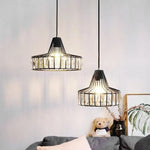 Suspension Led Géométrique En Verre Crystal Luminaire Chambre