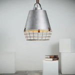 Suspension Led Industrielle Abat-Jour Cage Grise Luminaire Chambre