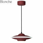 Suspension Led Industrielle Soucoupe Métal Rouge Luminaire Chambre